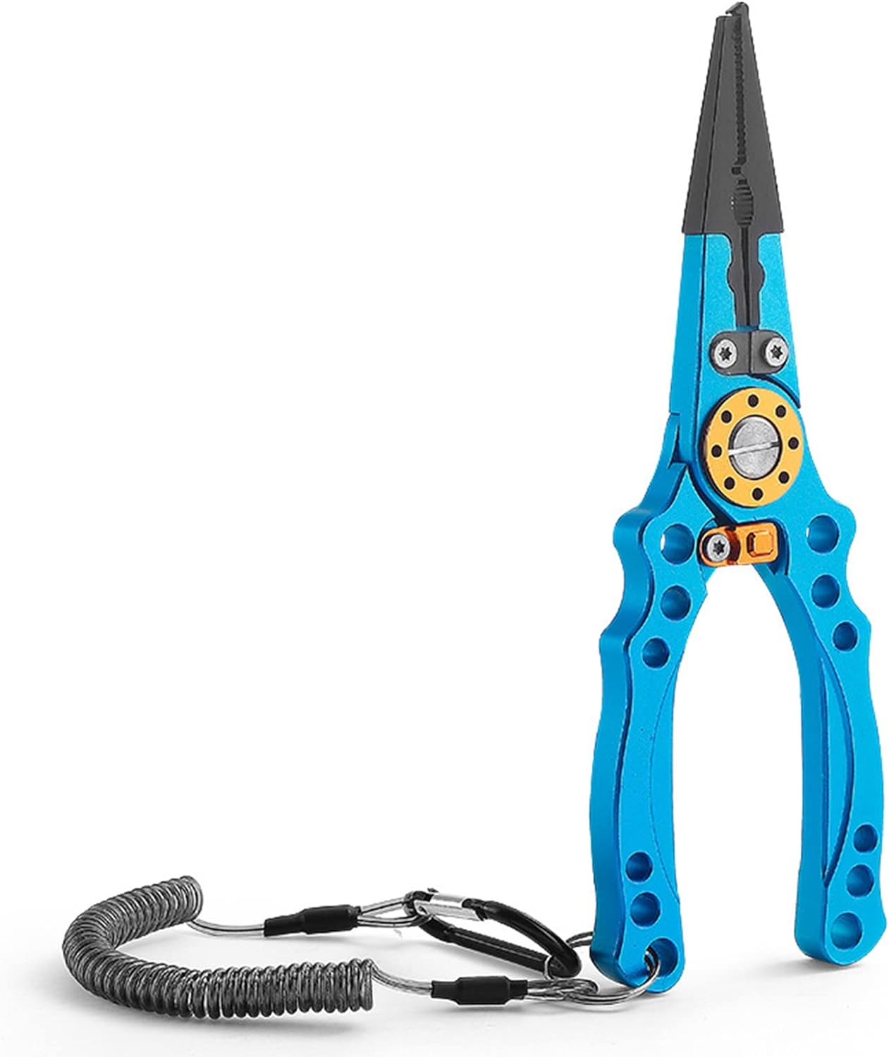 Aluminum Fishing Pliers Saltwater, Surf Fishing Tackle Kit, Fishing Multitool Hook Remover Braided Fishing Line Cutting and Split Ring with Coiled Lanyard and Sheath