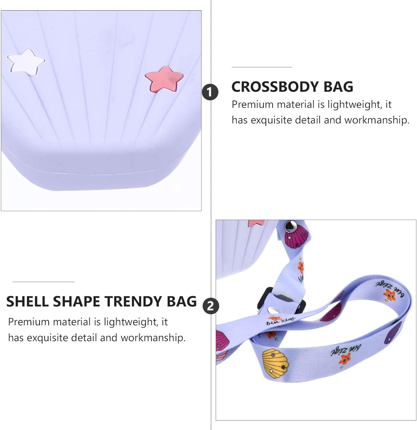 KESYOO Kids Crossbody Bag Cartoon Seashell Coin Purse Silicone Shoulder Bag Mini Cute Little Girls Handbag Messenger Pouch for Toddler Baby Girls Purple