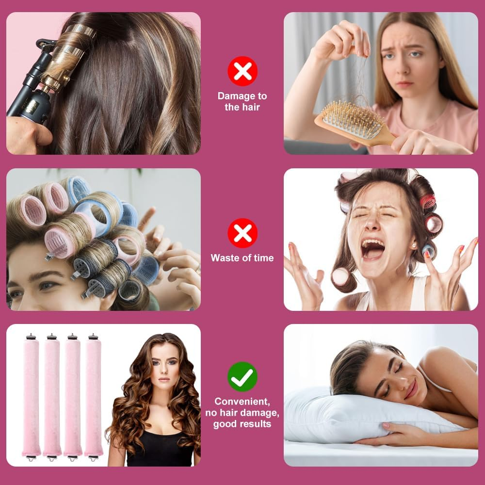 Pack of 4 Curls without Heat, Heatless Curls Band, Curlers Large for All Hair Types image number 2