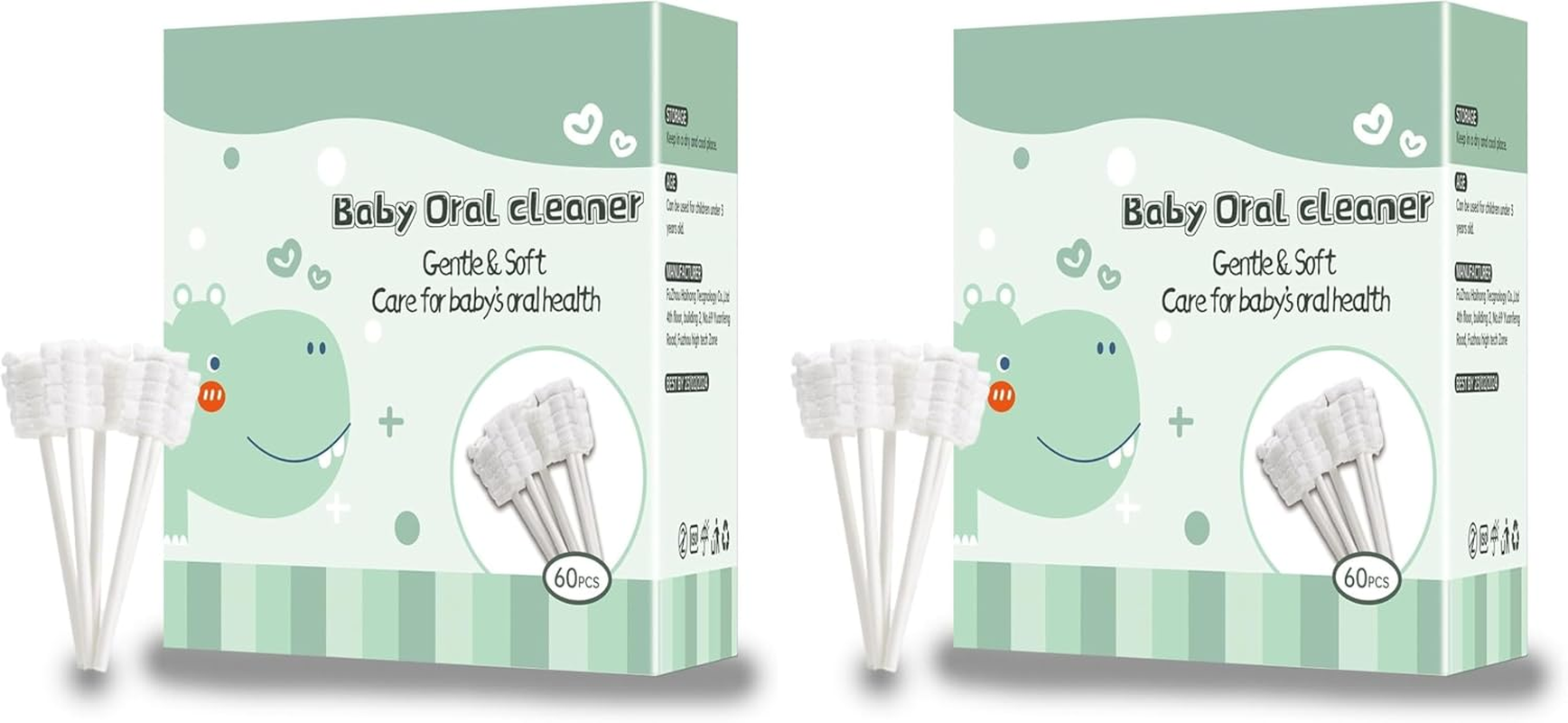 Mumoo Bear Baby Tongue Cleaner, Baby Toothbrush, Toothbrush Infant Upgrade Gum Cleaner with Paper Handle for Babies Soft Gauze for 0-36 Month Baby [60-Pcs] (Pack of 2) image number 1
