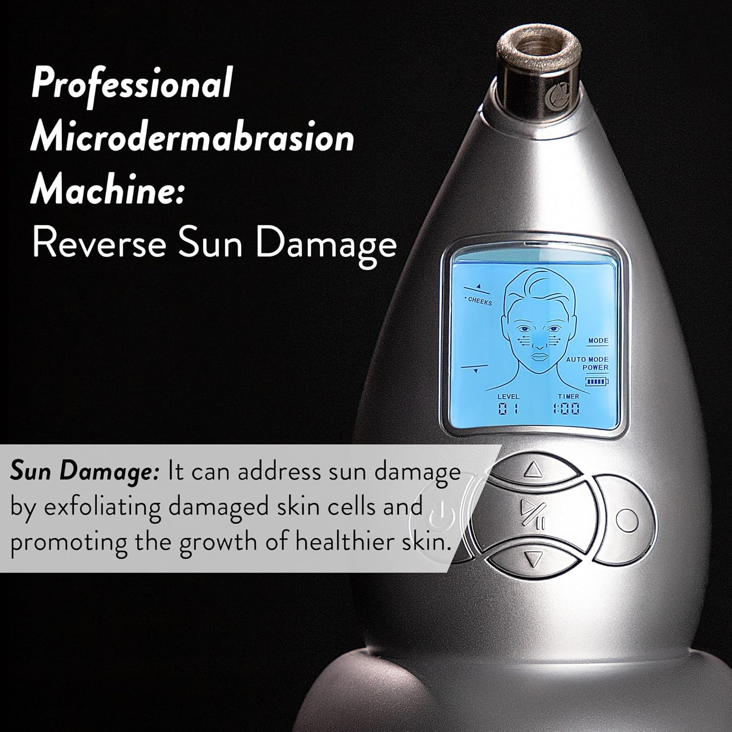 Microderm GLO Diamond Microdermabrasion Machine and Suction Tool - Clinical Micro Dermabrasion Kit for Tone Firm Skin, Advanced Home Facial Treatment System & Exfoliator for Bright Clear Skin Silver image number 1