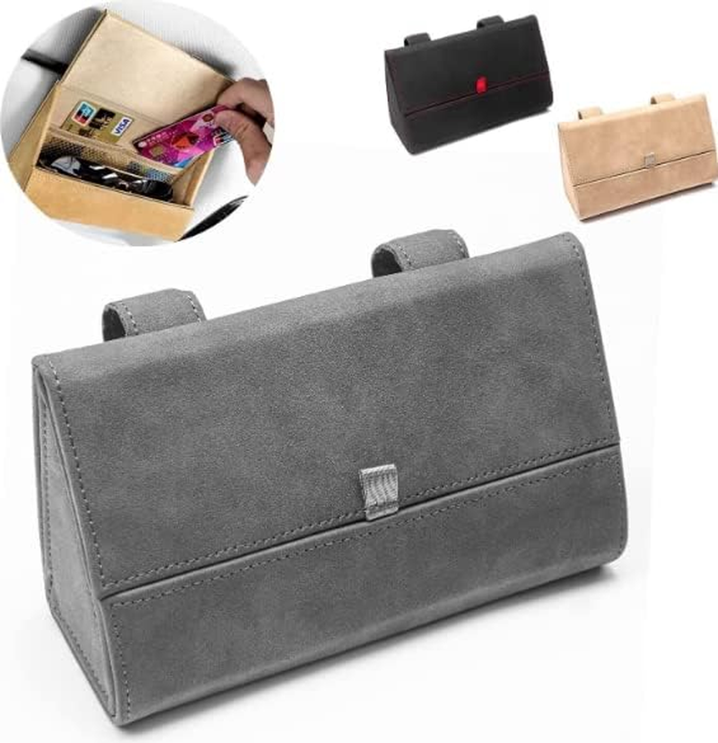 BOOC Soft Suede Car Sun Visor Glasses Case,Bigger Space Magnetic Ticket Card Sunglasses Storage Box Glasses Holder Compatible with Universal Vehicle Accessories image number 4
