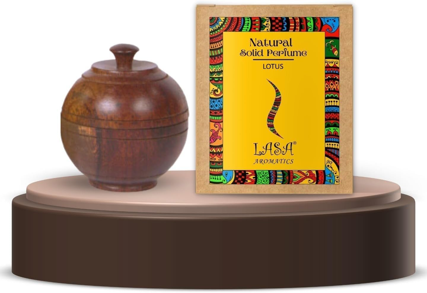 Natural Solid Wax Perfume Lotus Long Lasting Fragrance Body Attar in Wooden Jar for Mens and Womens- 6 Gm, (Pack of 1)