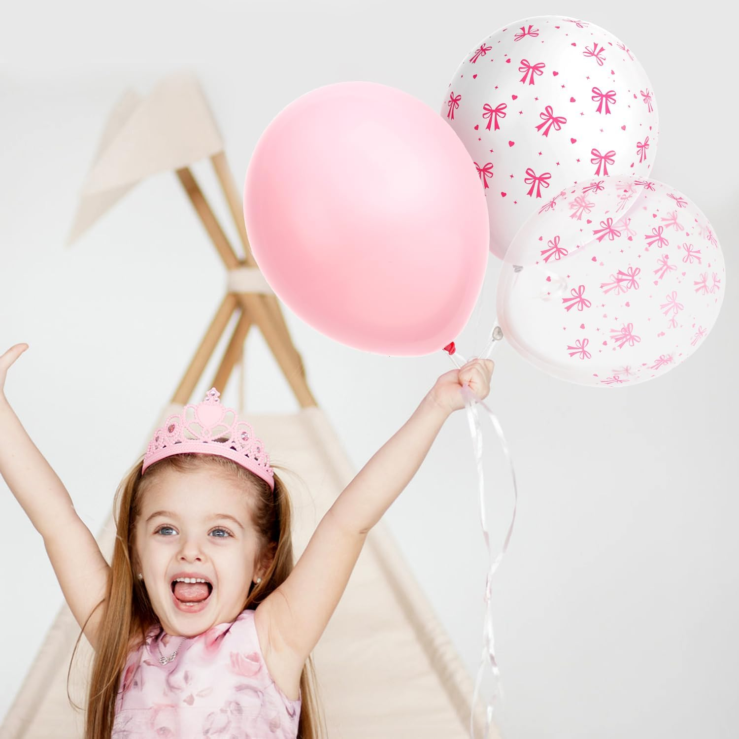 24Pcs Bow Balloons, 12 Inch Pink Bow Latex Balloons Bow Balloons Birthday Coquette Balloons Pink Bow Party Decorations for Wedding Engagement Graduation Gender Revel Bachelor Party Decor (Style 2) image number 2