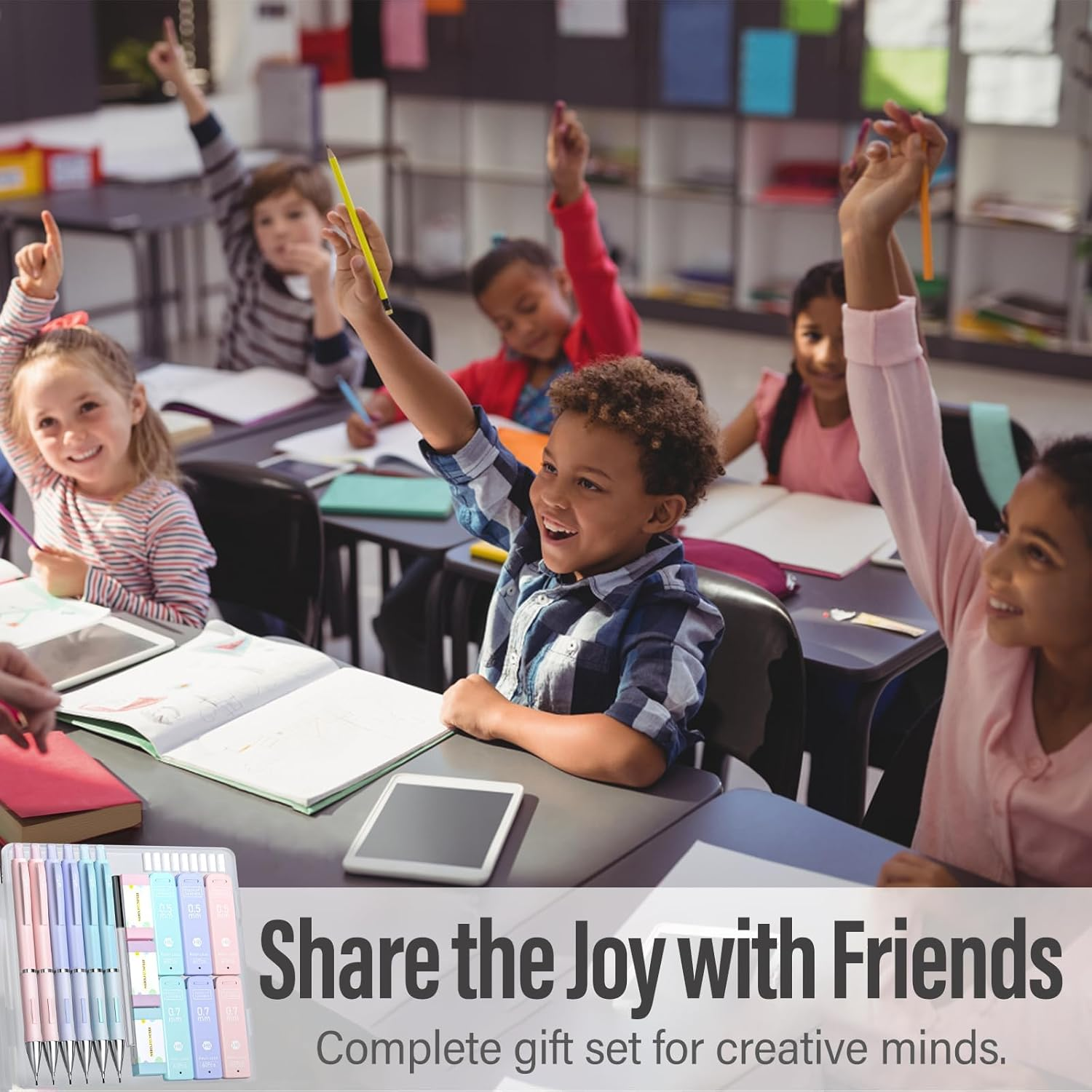 Four Candies Pastel Mechanical Pencil Set - 6PCS 0.5 Mm & 0.7Mm Pencils with 360PCS HB #2 Lead Refills, 3PCS Erasers and 9PCS Eraser Refills, Cute School Supplies Stuff for Student Writing Drawing image number 1