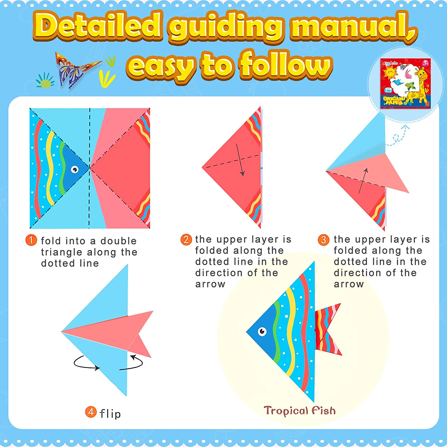 Aigybobo Origami Paper Set, 308PCS Kids Craft Paper Kit for Girls, Art Projects Supplies for School Class Craft Lessons image number 6