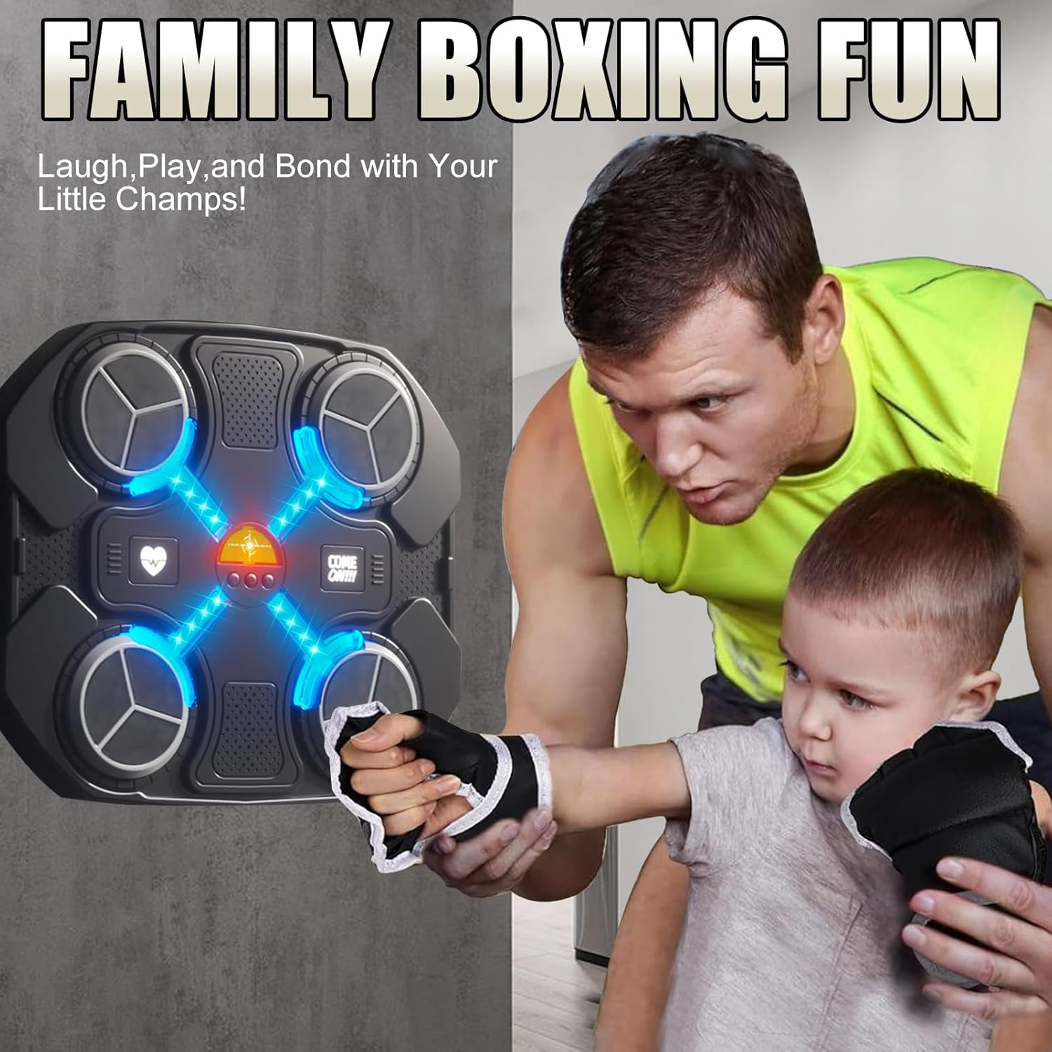 B-Qtech Music Boxing Machine for Kids, Bluetooth Smart Music Boxing Machine with 3 Adjustable Speed&Sound, Cool Light Modes, Wall Target Electronic Training Devices for Adult Kid Home Exercises image number 5