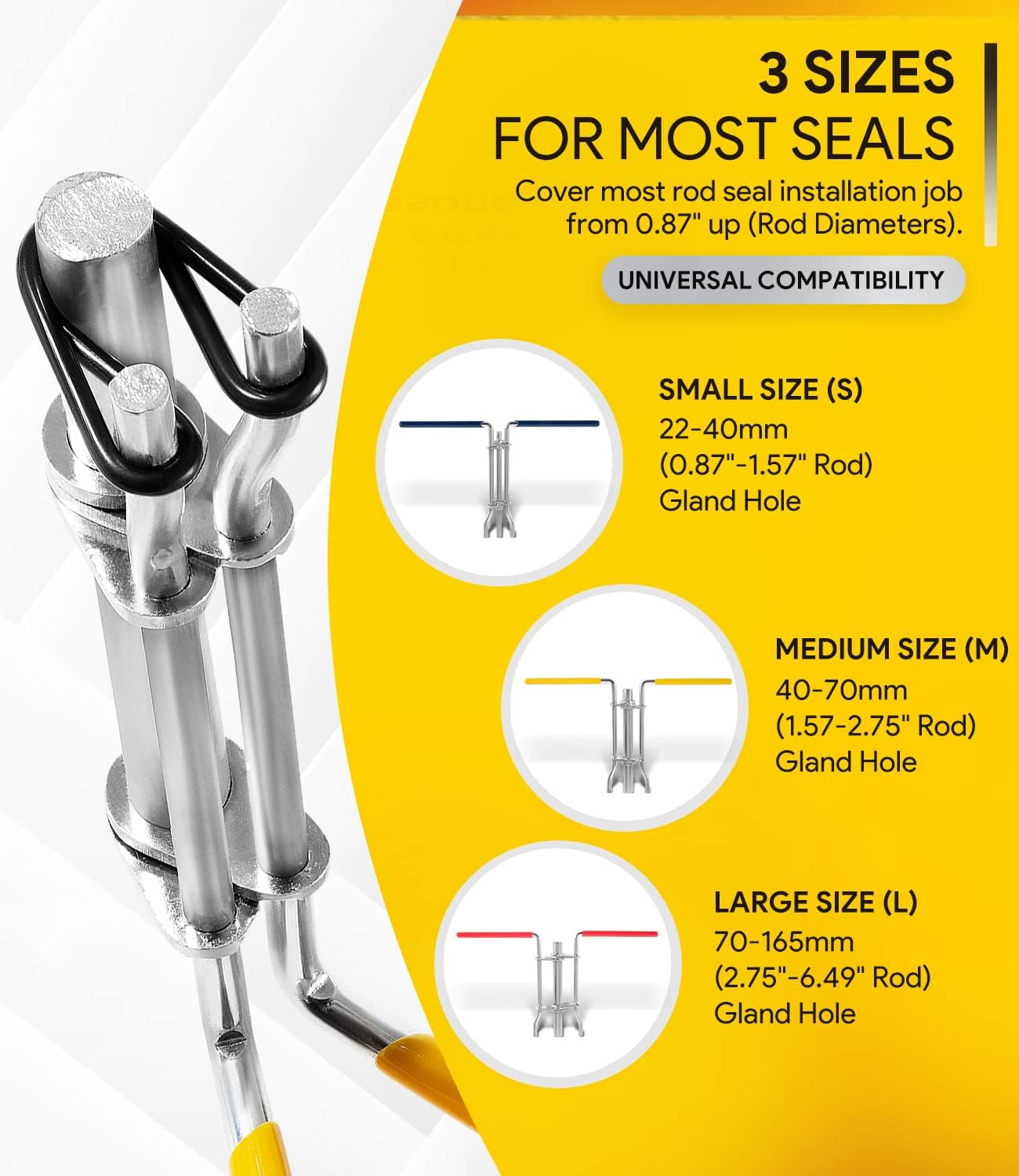 3 Pack Hydraulic Seal Installation Tools, Hydraulic Cylinder Piston Repair Seal Kit, U-Cup Rod Seal Installation Tool Kits Upgraded Seal Twistor Install Tool Set image number 5