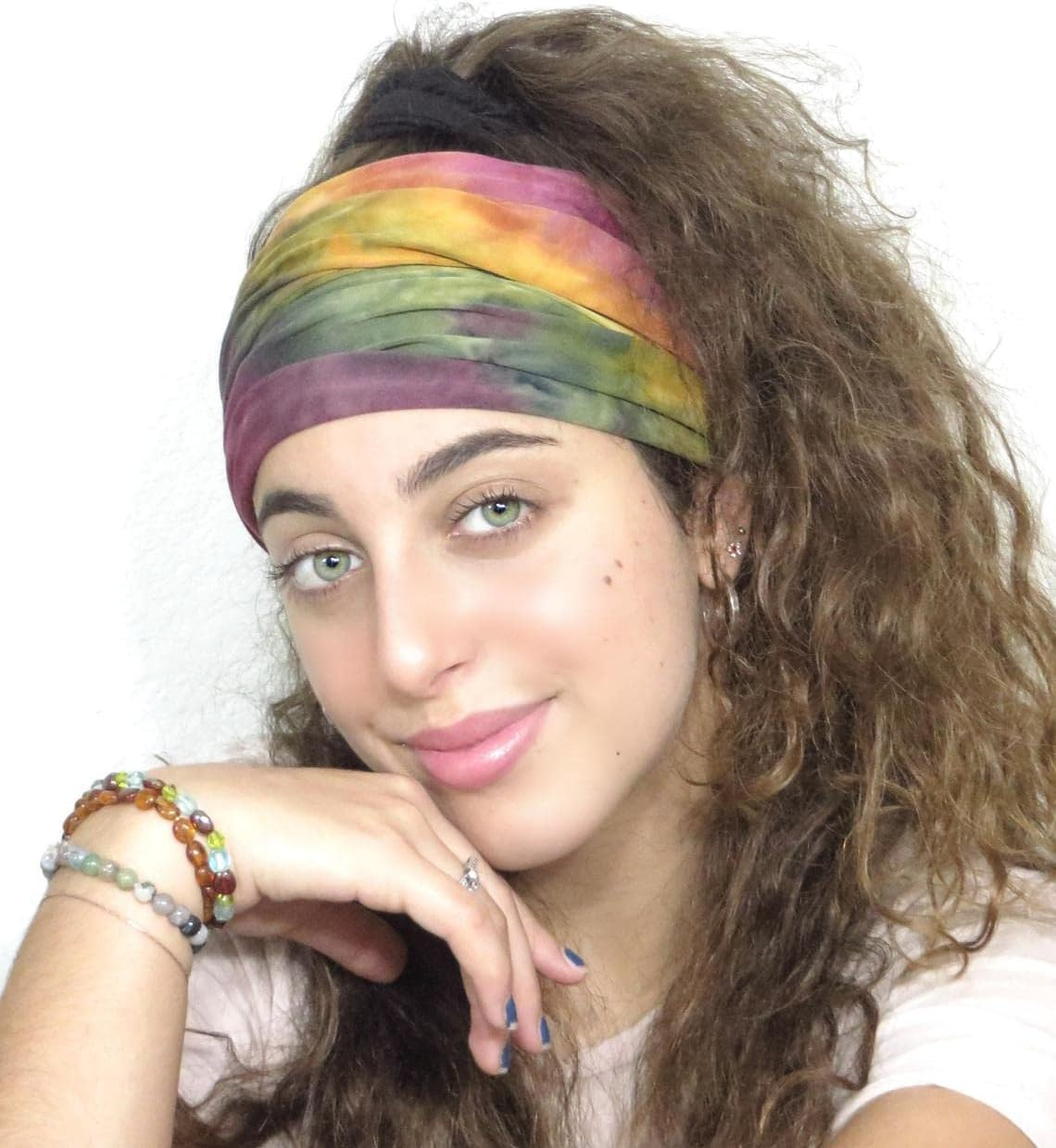 Wide Elastic Headbands for Women, Stretch Turban Style, Knotted Workout Sweatbands, African Head Wraps, Sport Head Scarves, 4 Pack image number 5