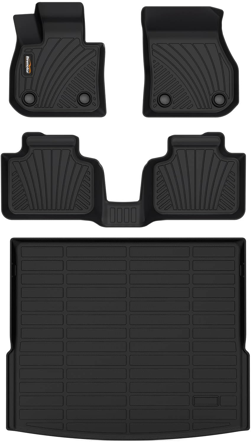 Binmotor-All Weather Floor Mats Cargo Liner Set for BMW X1 2023-2026, 1St & 2Nd Row Full Set, TPE Mats Heavy Duty Car Floor Liners-Black for X1 Accessories image number 1