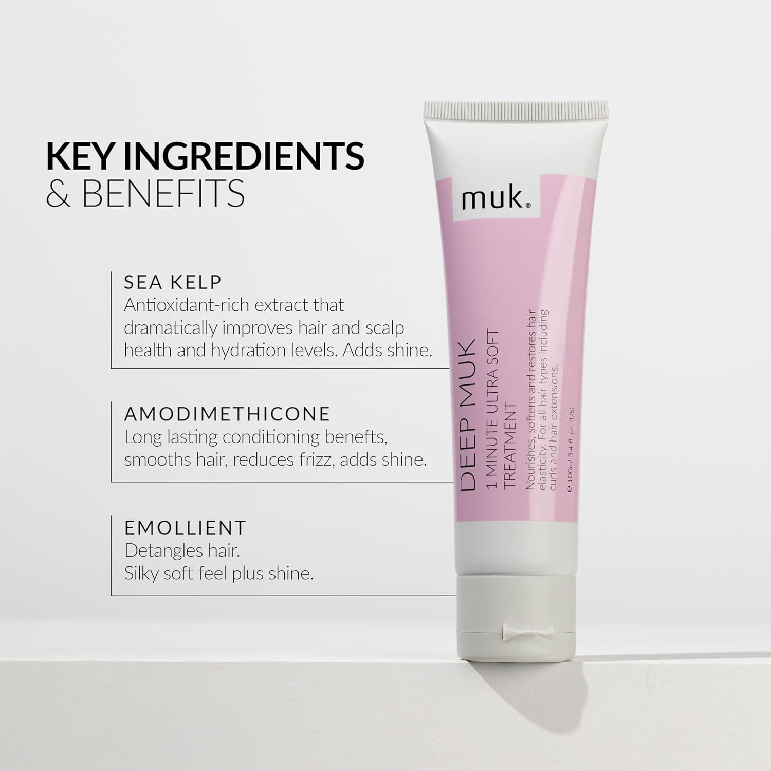 MUK. Deep Muk Ultra Soft 1 Minute Hair Treatment for All Types - Hair Treatment Nourishes, Softens, Hair Repair & Improves Elasticity. Hydrating Smoothing Formula for Shine, 100Ml