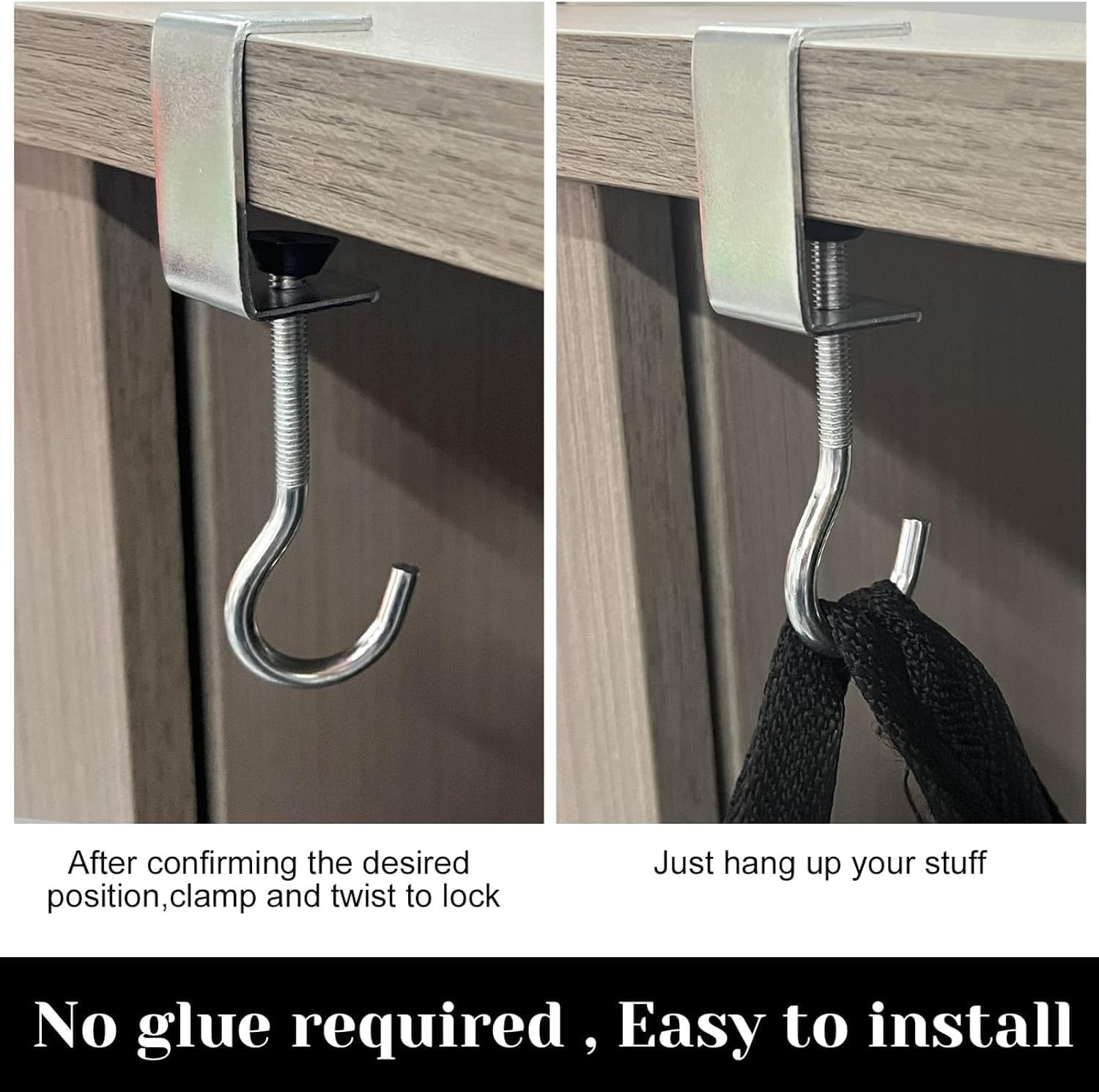 Wzenclave 6Pcs Desk Mount Hook and Schoolbag Holder Hook Clamps School Put Backpacks Headphone Hanger Stand School Put Backpack Artifact School Desk Hook Adjustable Elementary School Backpack Book image number 1