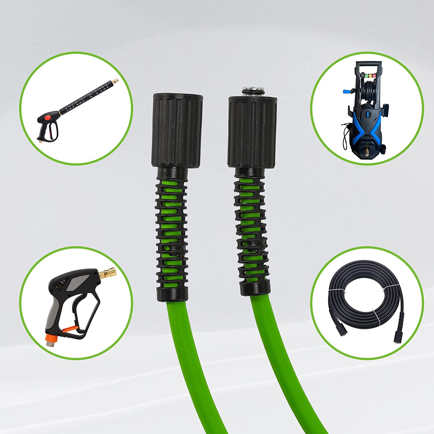 PWACCS Pressure Washer Hose for Power Washer &ndash; 3600 PSI Kink Resistant Pressure Washing Extension Hose 100 FT X 1/4" &ndash; Universal Electric Power Wash Hose for Replacement &ndash; Compatible with M22 Fittings image number 4