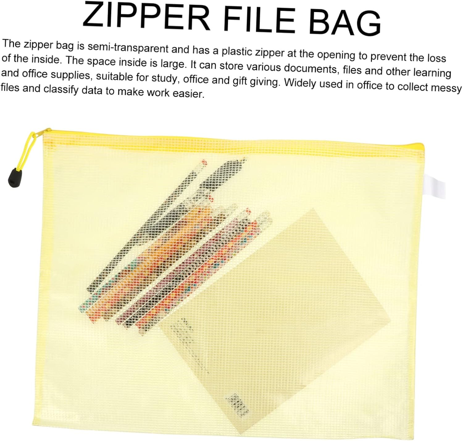 CAXUSD 10Pcs Mesh Zipper Pouch File Bag Stationery Document Bags for Filing Folder Zipper Document Pouch for School Boys and Girls Random Color image number 4