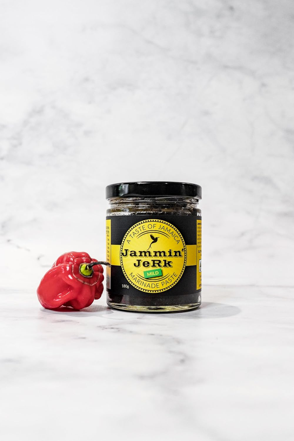 Jammin' Jerk MILD Marinade 180G: Delicious Award Winning Gourmet Jamaican Style Jerk Marinade Paste, Made in Small Batches, Non-Gmo, All Natural, No Preservatives, Gluten Free with Pimento(All Spice) and Lashings of Habaneros in Every Jar Bringing You the Warmth of the Caribbean plus Savoury Goodness, Antioxidants, and Lower Salt for a Better Healthier You image number 5