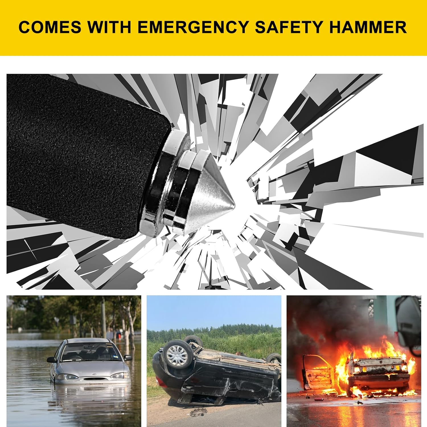 Steering Wheel Lock,Wheel Lock,Universal Retractable Car Steering Wheel Lock,Vehicle with Adjustable Anti-Theft Protection with Bonus Safety Hammer - Suitable for All Car Types image number 3