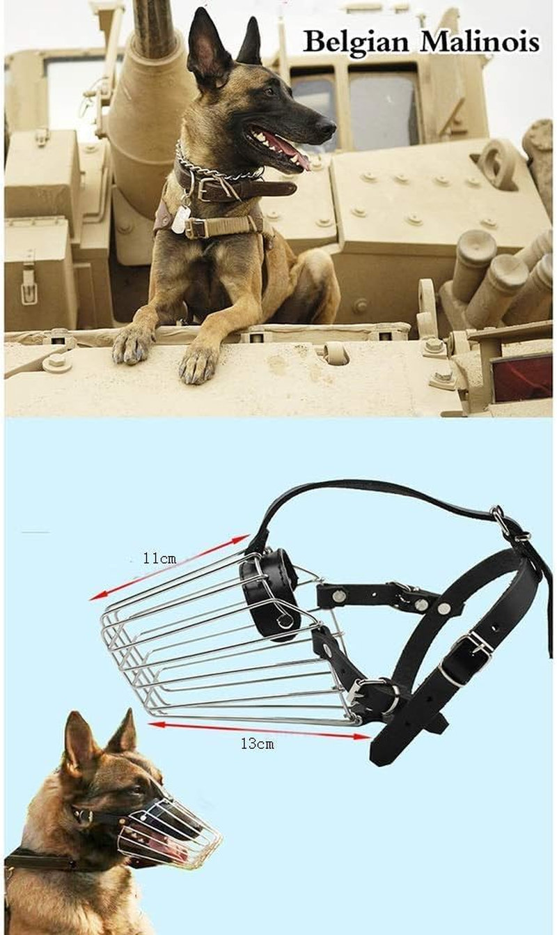 Dog Muzzle Basket Pet Mouth Set Stainless Steel Dog Mask for German Shepherd Belgian Malinois and Rottweiler image number 1