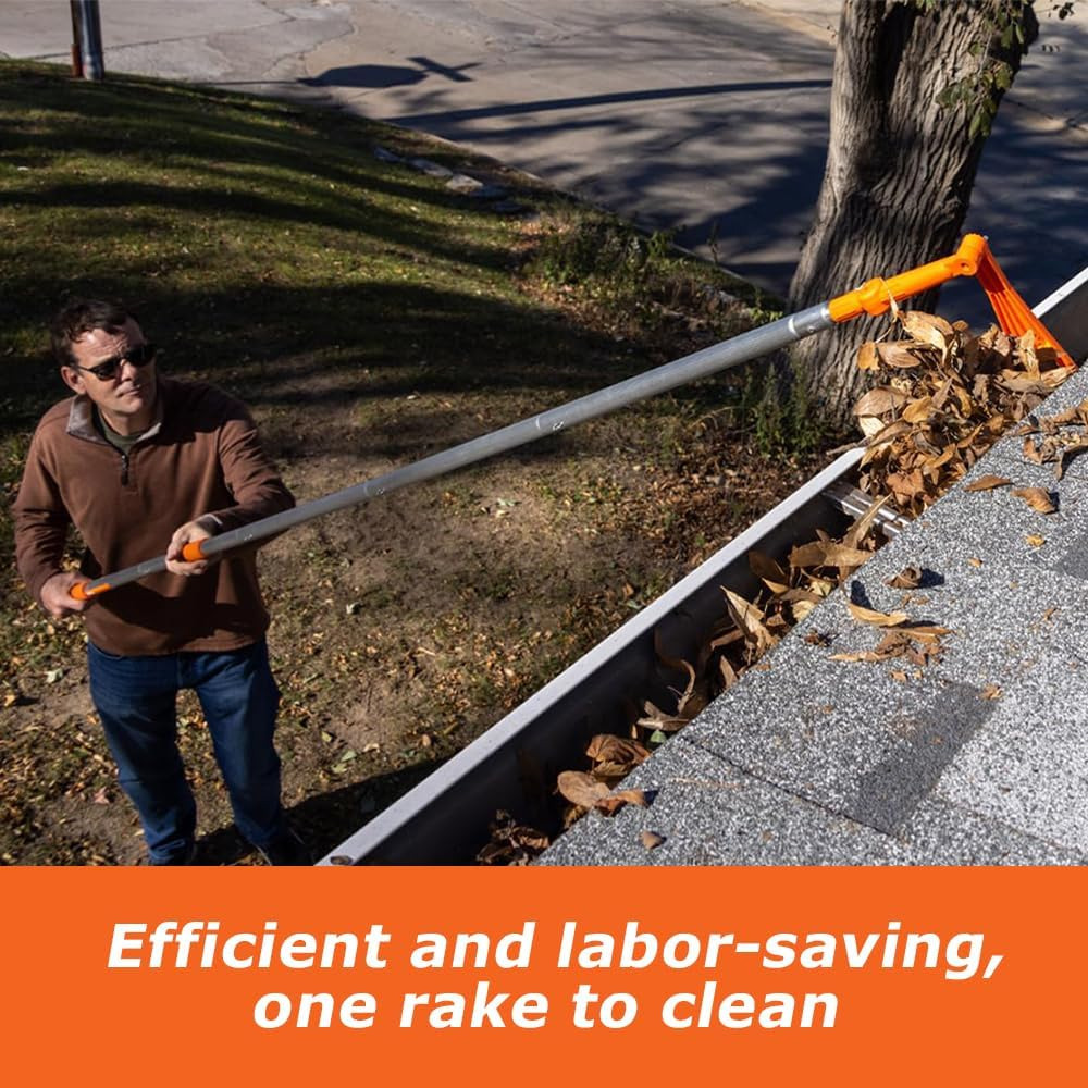Small Gutter Rake with Durable Material, Portable Gutter Cleaning Tools, Mutifunction Cleaning Rake, Suitable for Garden Leaves Ditch Villas Townhouses and Hard-To-Reach Areas (No Pole ﻿