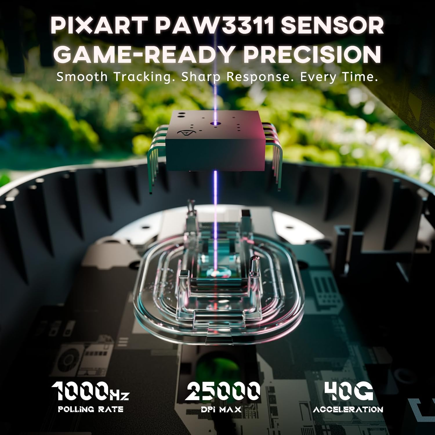 ATTACK SHARK G3 Wireless Gaming Mouse,Tri-Mode 2.4G/BT5.2/USB-C Gaming Mouse,Paw3311 Sensor,25,000 Dpi,59G Lightweight,5 Programmable Buttons,500Mah Rechargeable Gaming Mice,Pc/Mac(Black&Sticker)