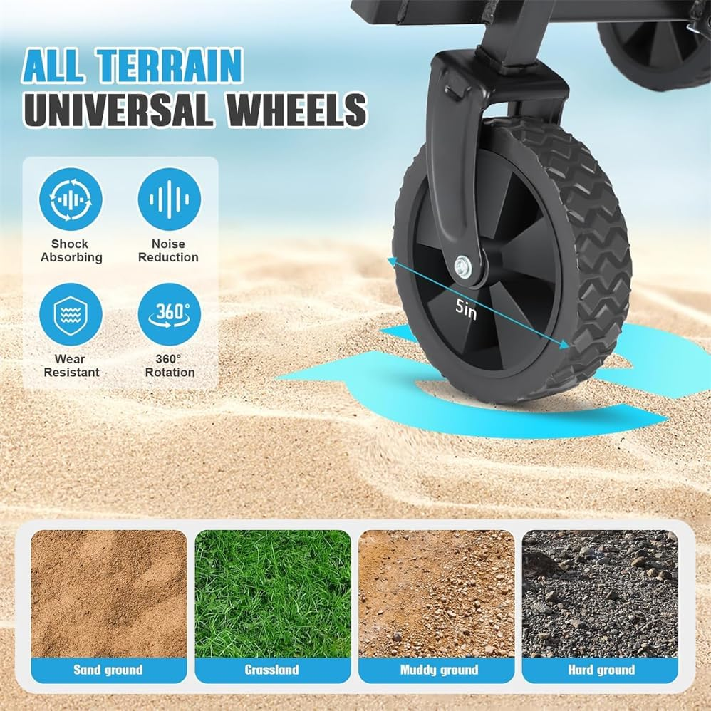 Collapsible Folding Wagon,Wagon Carts with Wheels Folding,Heavy Duty Foldable Utility Beach Wagon with Big Wheels,Utility Foldable Outdoor Garden Wagon Cart for Sports,Outdoor Portable Garden Cart image number 4