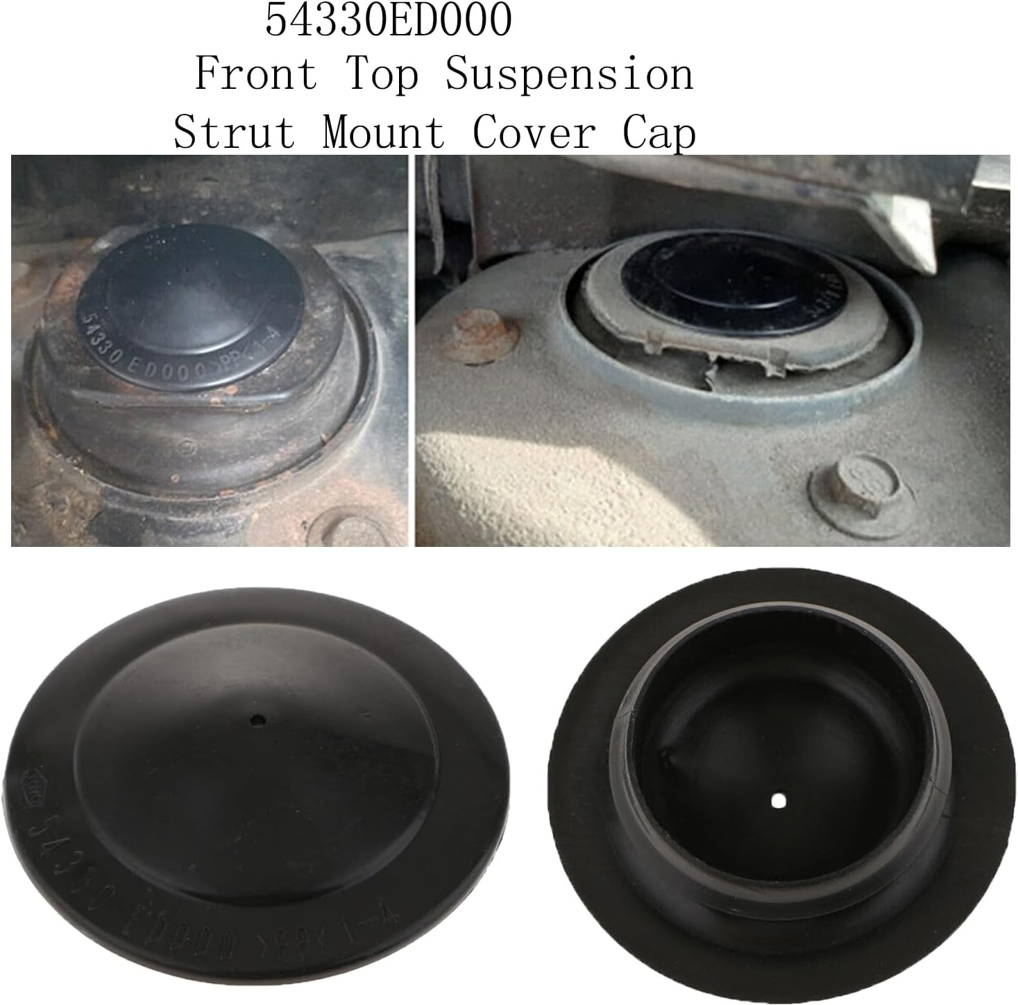 2Pcs 54330ED000 Front Top Suspension Strut Mount Cover Cap Compatible with N-Issan Leaf ZE0 Juke F15 Cube Z12 07-11 Black Od44Mm Id40Mm image number 4