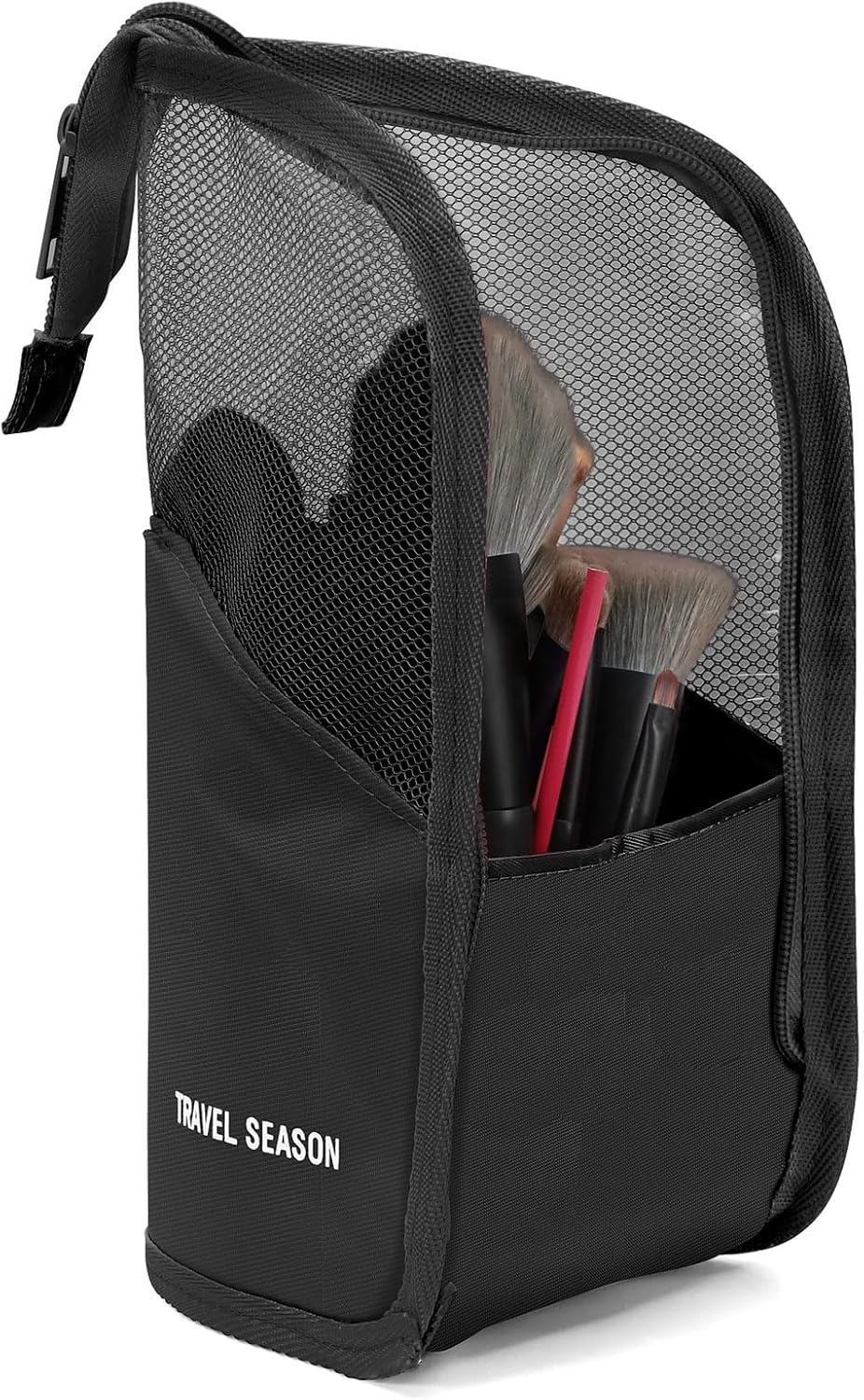 Travel Makeup Brush Bag, Waterproof Stand-Up Makeup Brushes Organizer, Portable Makeup Brush Holder for Travel (Black)