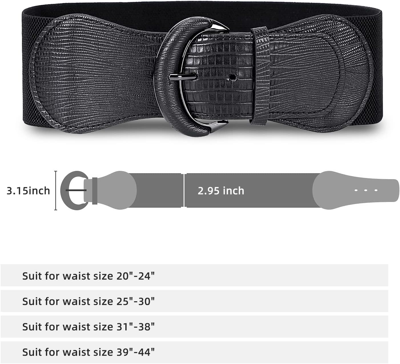 Valleycomfy 3 Pieces Women Elastic Wide Belt for Ladies Dresses,Pu Leather Stretchy Dress Belt,Vintage Wide Belt Waistband image number 6