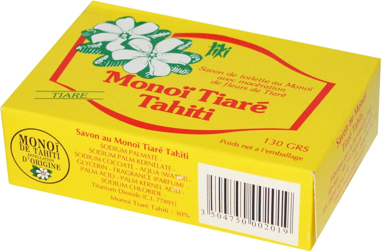 Monoi Tiare Tahiti - Coconut Oil Soap Bar Tiare (Gardenia) - 4.55 Oz. image number 1