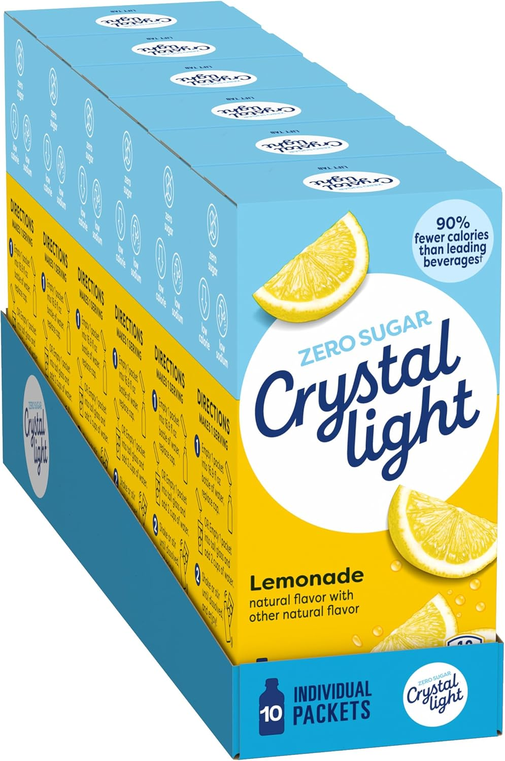 Crystal Light Sugar Free Lemonade Powdered Drink Mix, Caffeine Free, 0.14 Oz Packet Pack of 12 Cartons with 10 Each image number 3