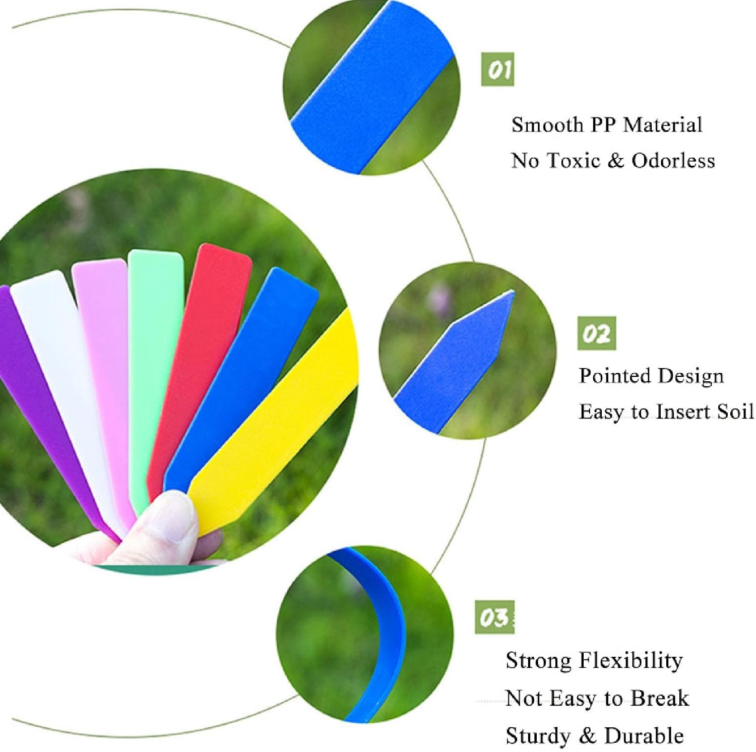 100 Pcs Plastic Plant Labels Colored, 10 X 1.8Cm / 5 X 1Cm Waterproof Garden Name Tags Markers for Seeds, Seedling, Herb, Vegetables image number 5