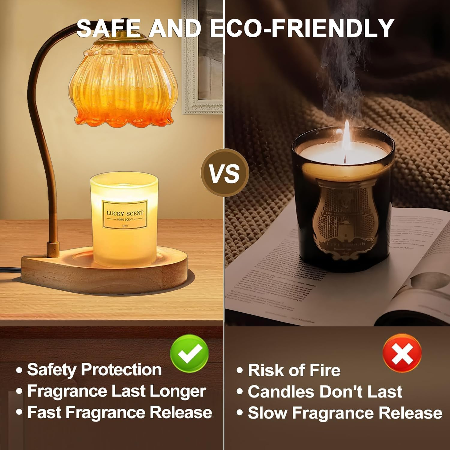 Candle Warmer Lamp with Timer Dimmer,Heat Adjustable,Wax Melt Warmer with 2 Bulbs,Home Decor beside Lamp Gifts for Jar Candles,Scented Candles,Home Decoration (Retro Yellow) image number 3