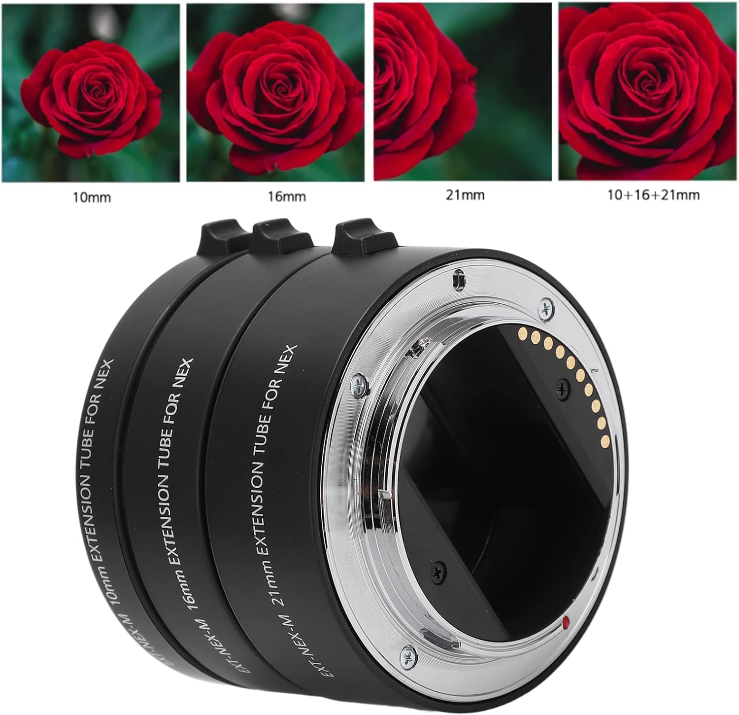 Auto Focus Macro Extension Tube Adapter for E Mount Lenses, 10Mm 16Mm 21Mm Macro Extension Tube Set for A7, A7R, A7S, A7II, A6000, A6300 image number 3