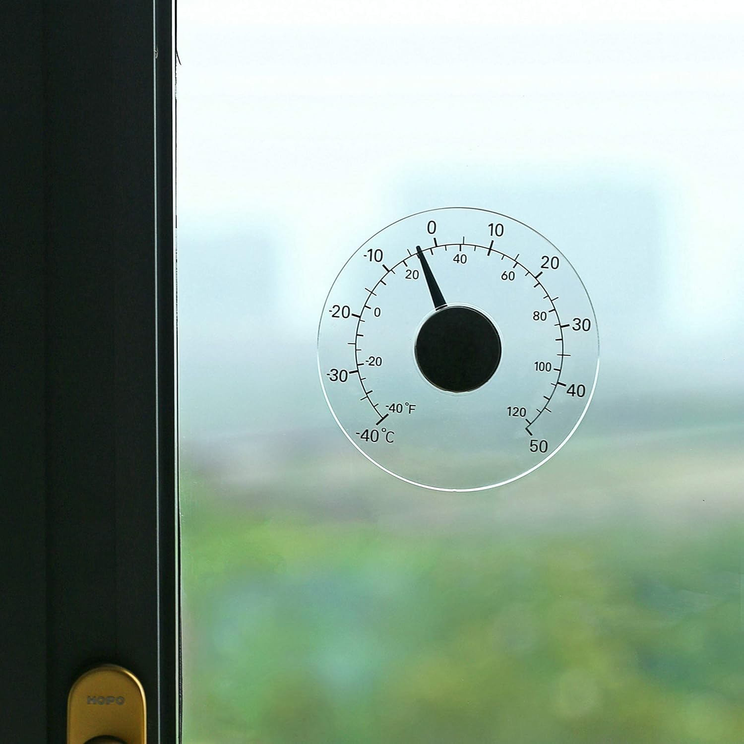 Gudoqi Outdoor Window Thermometer Stick on Circular Window Temperature Meter for Outdoor Car