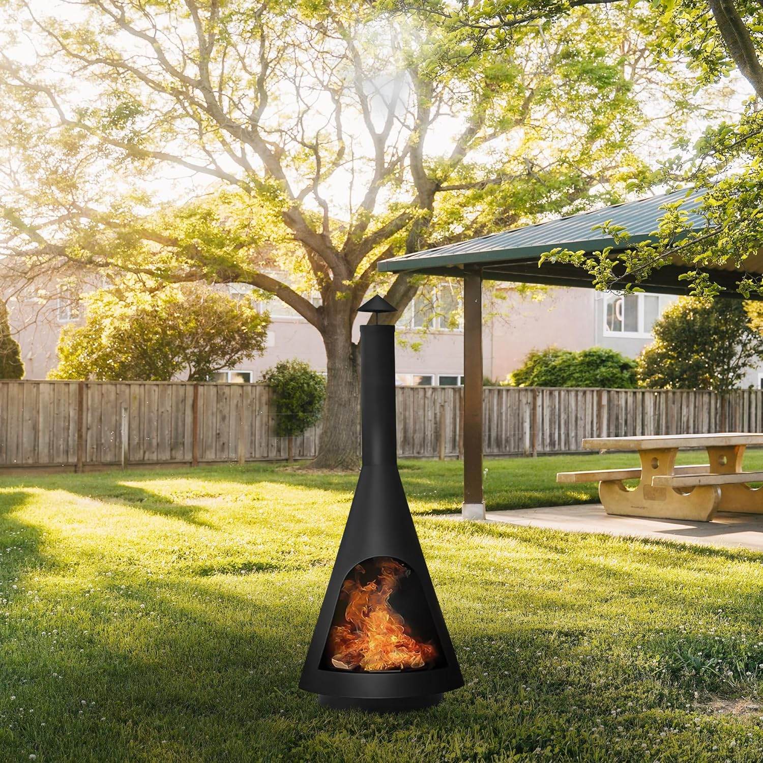 Glasshaus Co. Chimney Fire Pit Patio Heater Outdoor Camping Portable Chiminea Brazier Fireplace 105Cm image number 6
