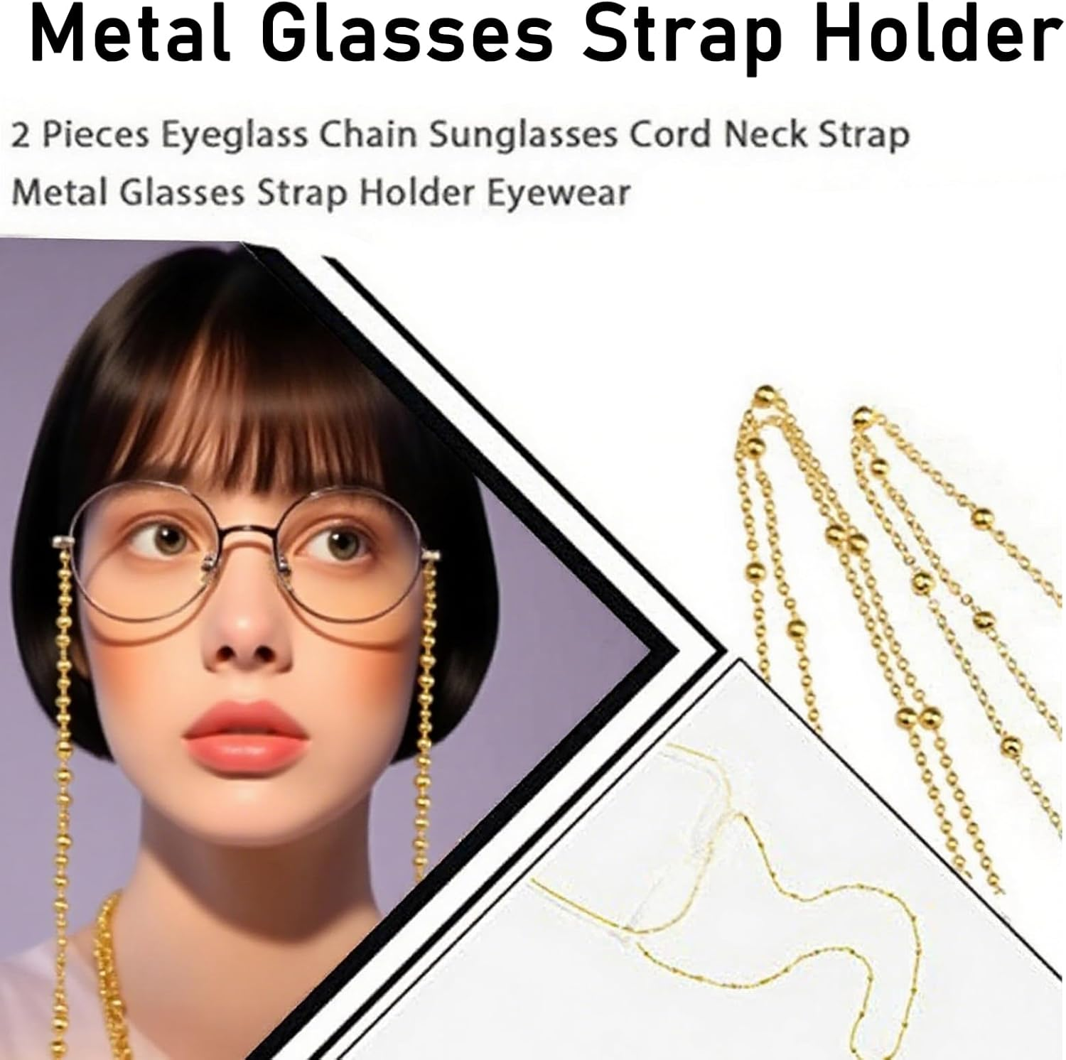 3 PCS Glasses Chain, Glasses Strap, Adjustable Eyeglass Holder for Women, Stylish Eyewear Retainer for Reading Glasses and Sunglasses, for Fashion Professionals image number 5