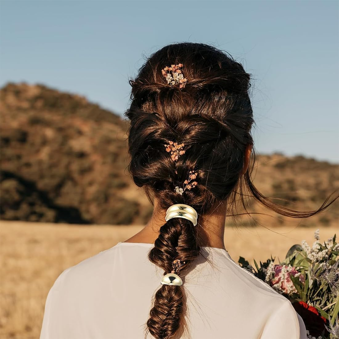 VIVIIHOO Pack of 4 Elastic Hair Bands Hair Accessories Women &ndash; Golden Metal Hair Bobbles for Women and Girls &ndash; Black Hair Scrunchie Gold &ndash; Thick Thin Curly &ndash; Gift Idea image number 5