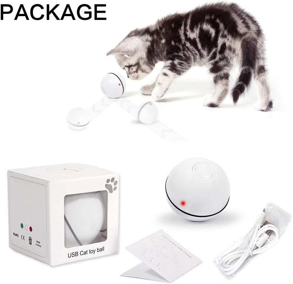 Cat Toys Ball Best Interactive Cat Toys Automatic Self-Rotating and USB Rechargeable LED Light Electronic Cat Toy Ball for Indoor Cats Kitten Exercise Toys (Newest Version) image number 4