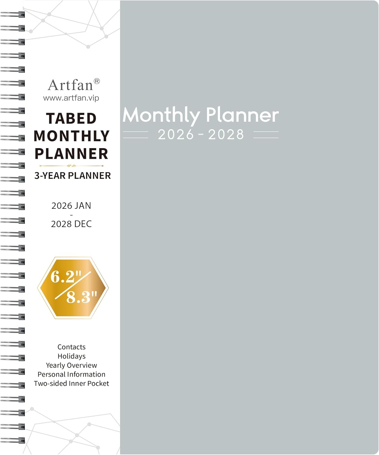 2025-2028 Monthly Planner/Calendar - 3 Year Monthly Planner 2025-2028, Jul.2025 - Jun.2028, 9" X 11", 36-Month Calendar + Colorful Tabs + Pocket - Teal