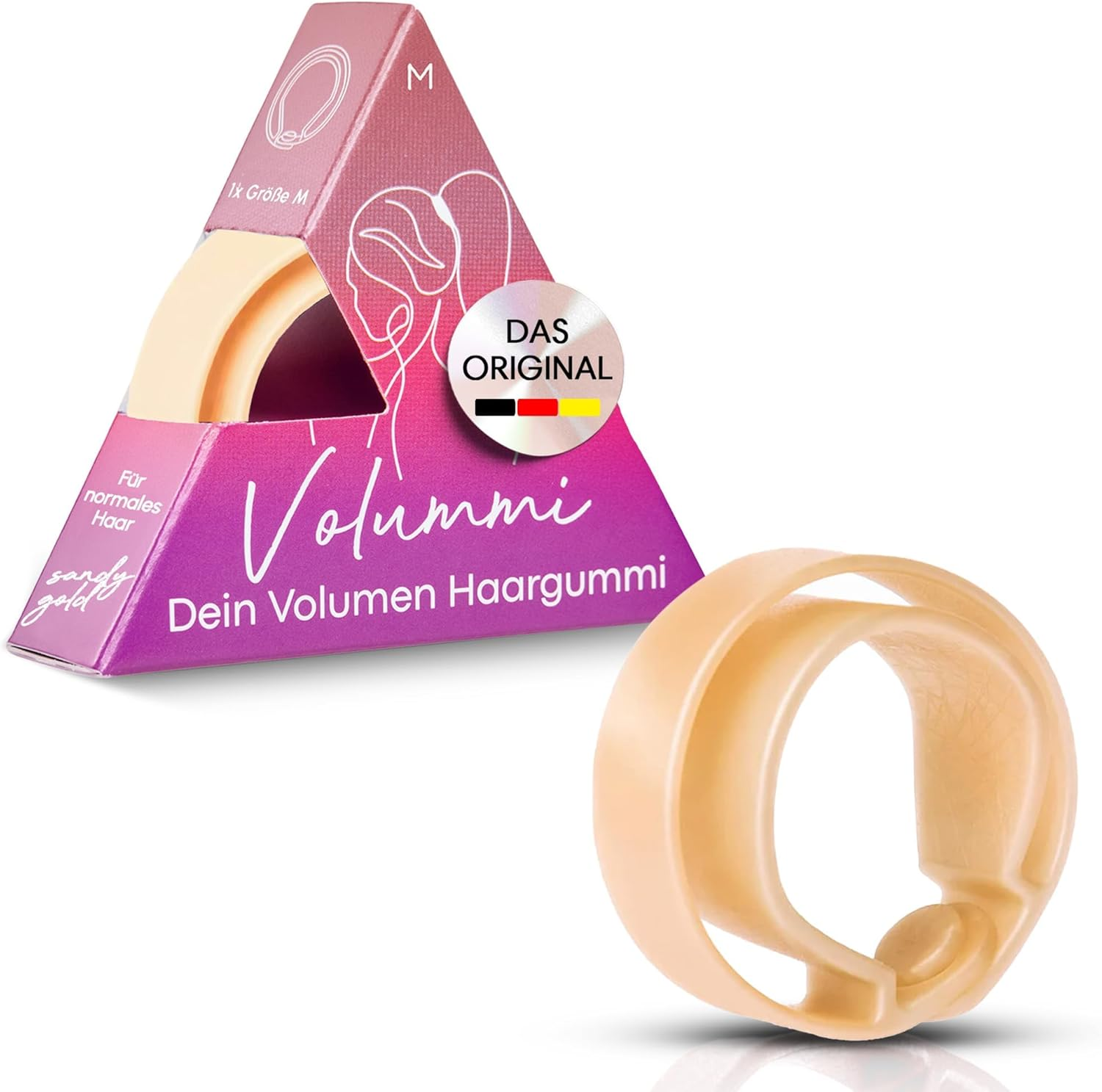 Volummi Hair Scrunchie, Innovative Ponytail Scrunchie for Visibly More Volume in the Ponytail, Strong Hold & Gentle on Hair, the Original Made in Germany [Sandy Gold M for Medium Hair Thickness] image number 4