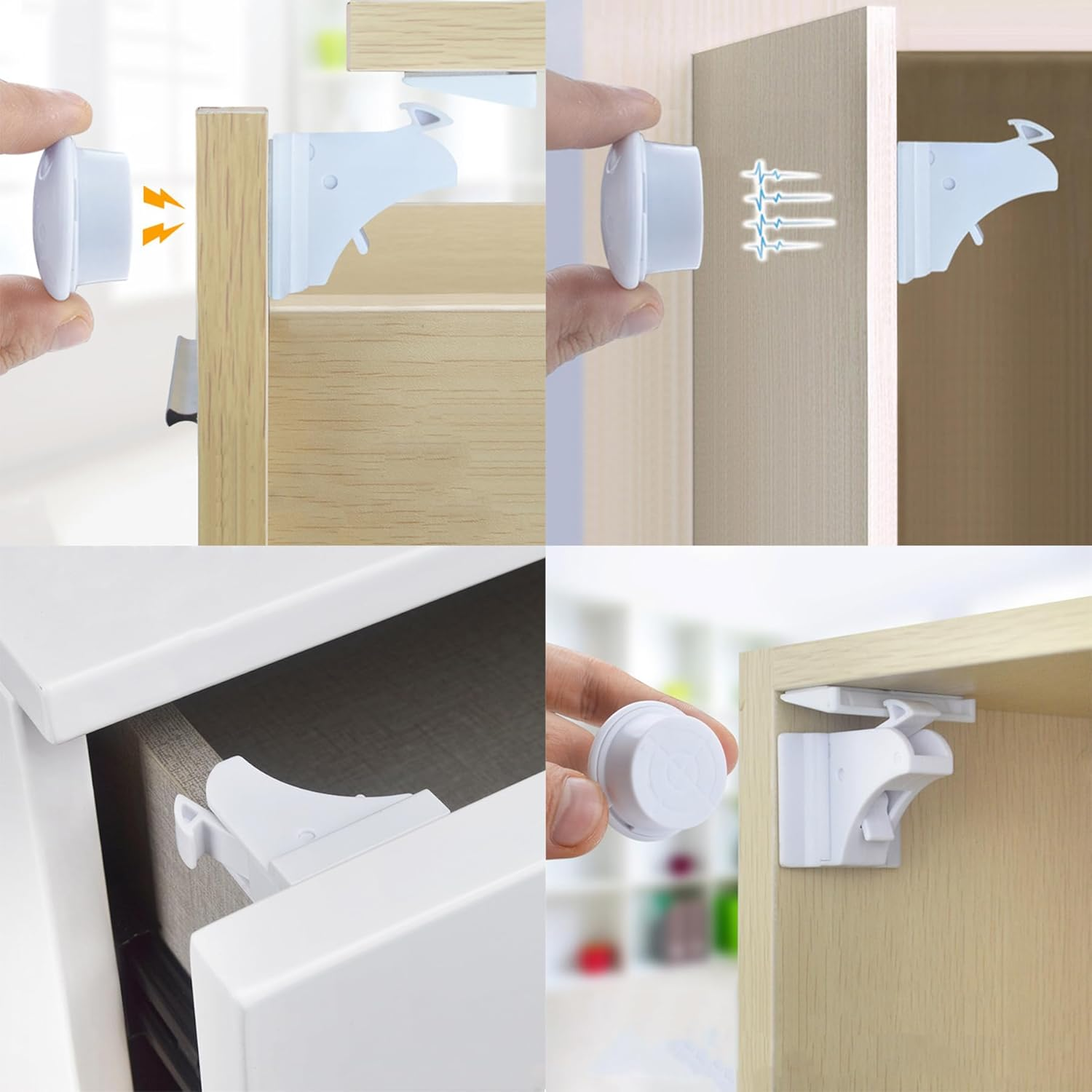 Magnetic Cabinet Locks for Universal Magnetic Safety Lock Key Replacements for Most Baby & Child Proof Cabinet & Drawer Locks, Cabinets,Drawers,Child Safety Locks (2 Locks + 1 Key) image number 2