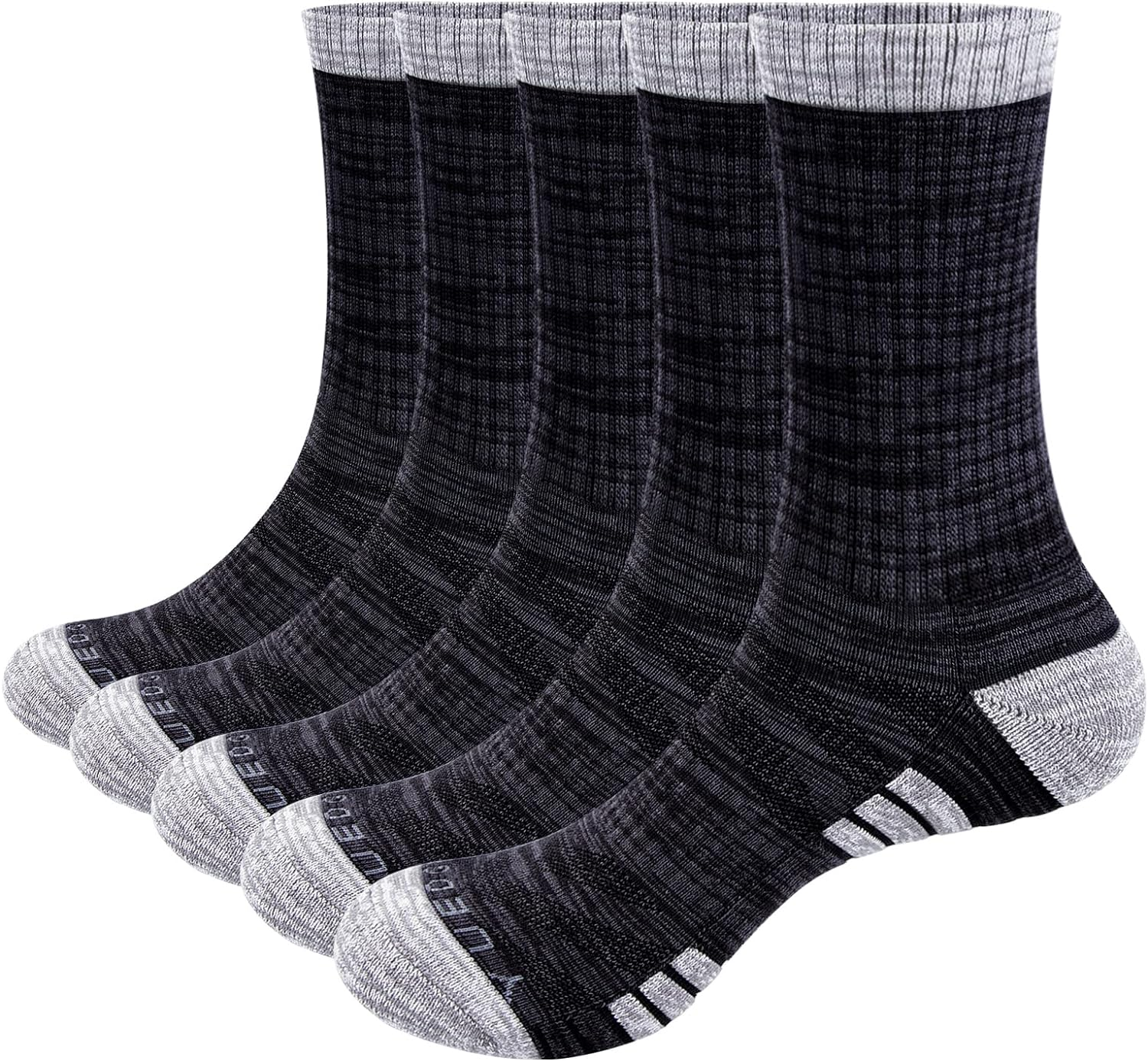 YUEDGE Women'S Cotton Cushioned Crew Sports Socks Mid Calf Outdoor Hiking Socks Moisture Wicking Work Socks for Womens Size 6-11, 5 Pairs