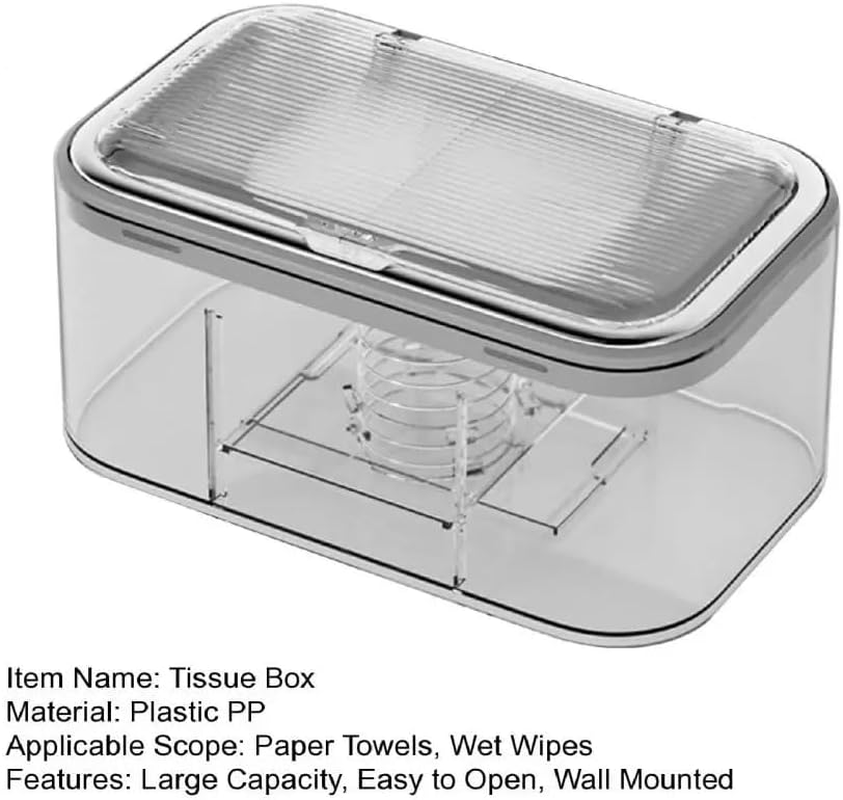 Wall-Mounted Wet Wipes Holder Wall Mounted Wet Wipes Dispenser Box with Capacity Easyopen Spring Plate Multifunctional B