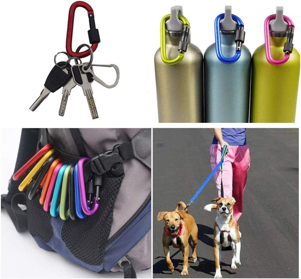 Onwon Aluminum Carabiner D-Ring Locking Key Security Camping Climbing Hiking Keychain (10 PCS) image number 2