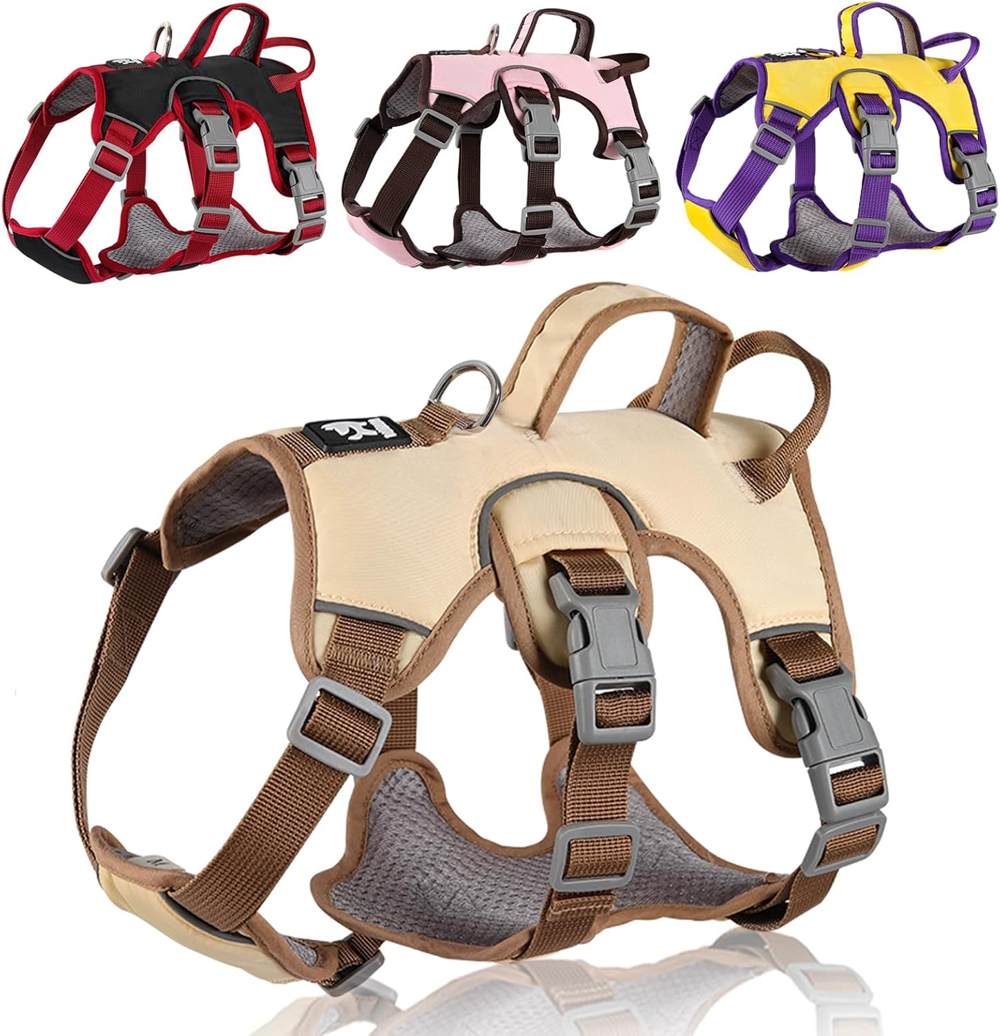 Liebedd Dog Harness for Small, Medium Dogs, Puppies Harness, Anti-Pull Harness, Dog Safety Harness, Escape Proof, Panic Harness for Dogs, Pull Harness, Dog, Beige, M