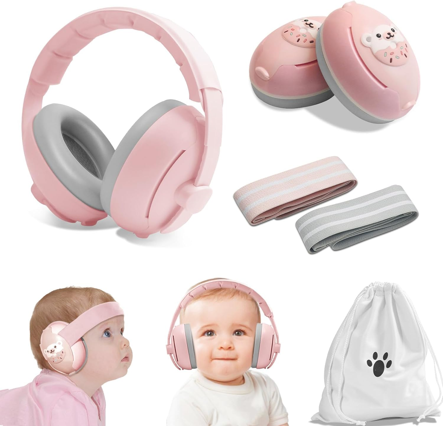 Dsocool 2-IN-1 Baby Ear Muffs Noise Protection up to 48 Months, New &Upgraded Baby Noise Cancelling Headphones against Hearing Damage
