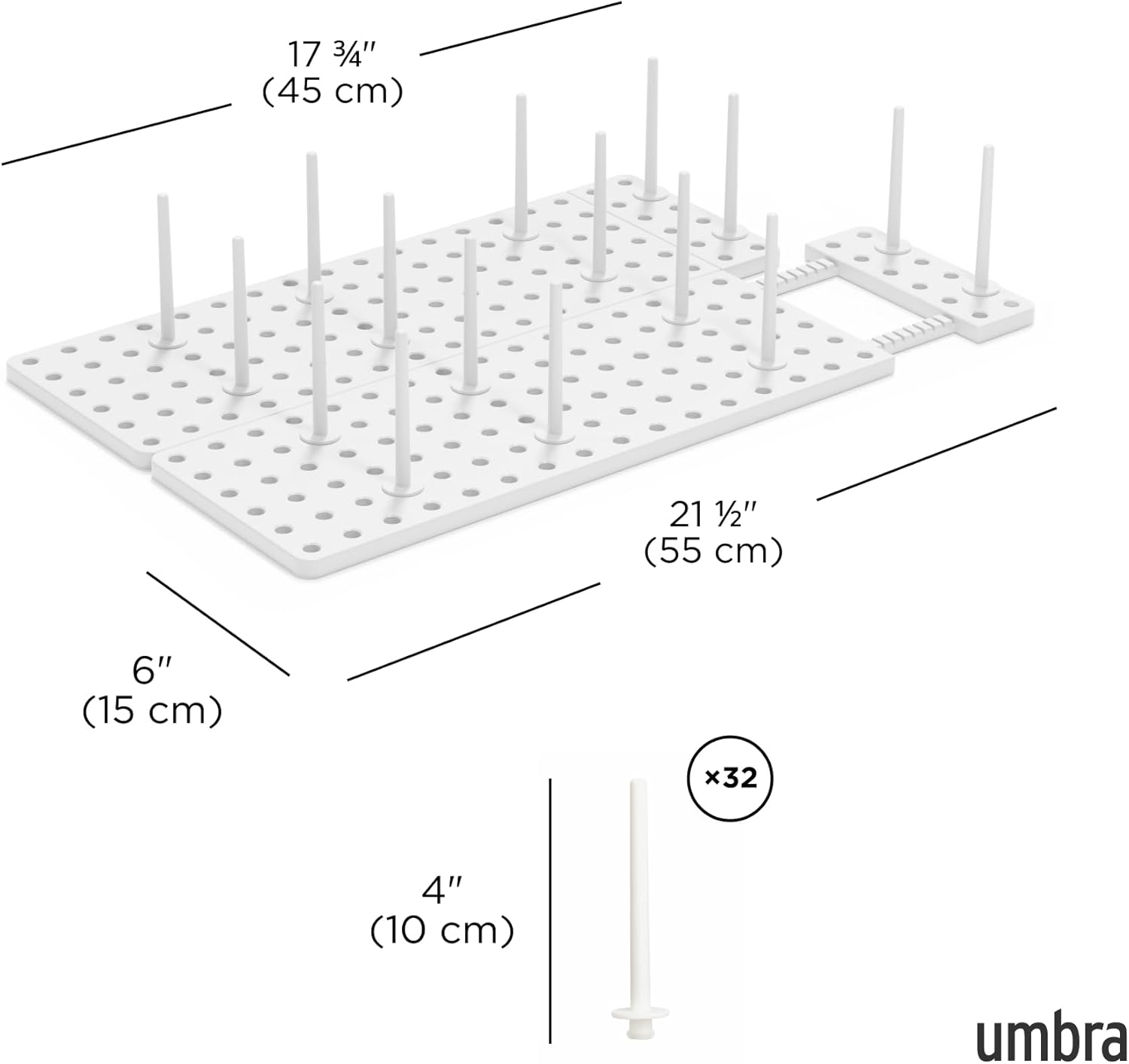 Umbra Peggy Kitchen Cupboard, Shelf and Drawer Organizer Tray - Adjustable Storage System, White