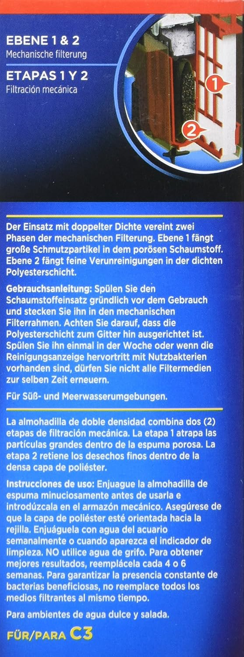Fluval C Clip-On Filter Foam, Poly Cartridge 3-Pack image number 6