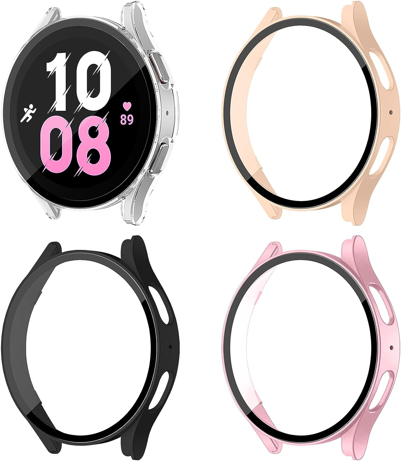 [4 Pack] for Samsung Watch 5/4 Case Screen Protector 40Mm,Hard PC Case with Tempered Glass Screen Protector for Samsung Galaxy Watch 5 40Mm/Galaxy Watch 4 40Mm Smartwatch Accessories