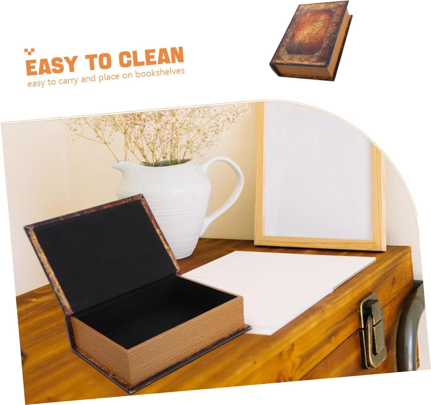 Alipis Vintage Book Shaped Storage Box Elegant Decorative Keepsake Container for Jewelry Keys and Stationery Compact Design for Bookshelf Display and Home Decor image number 2