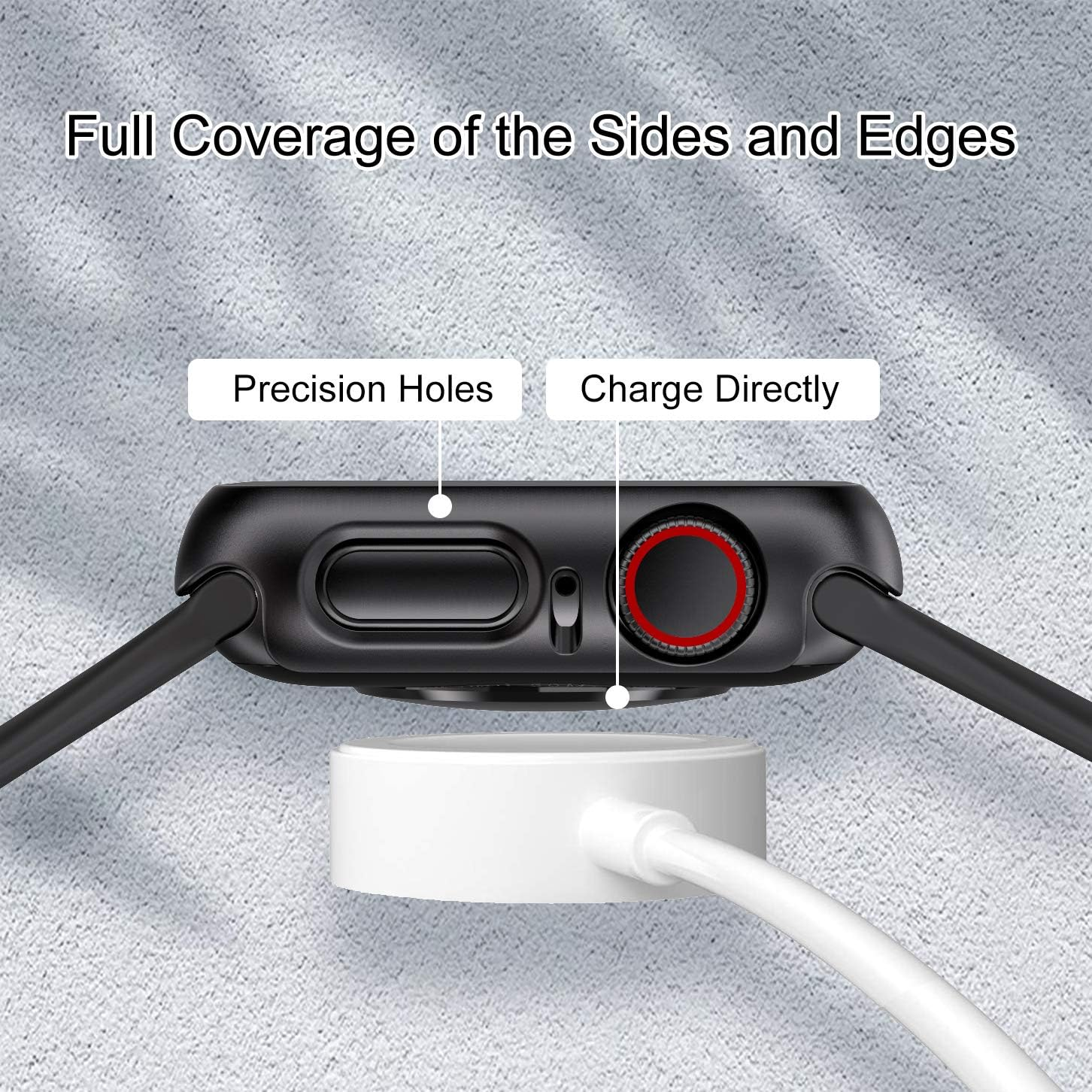 EDIMENS 2 Pack Hard PC Case Compatible with Apple Watch Series 6 / SE / 5/4 40Mm Women Men, Overall PC Case Slim Tempered Glass Screen Protector Protective Cover for Apple Iwatch 40Mm SE Black image number 4